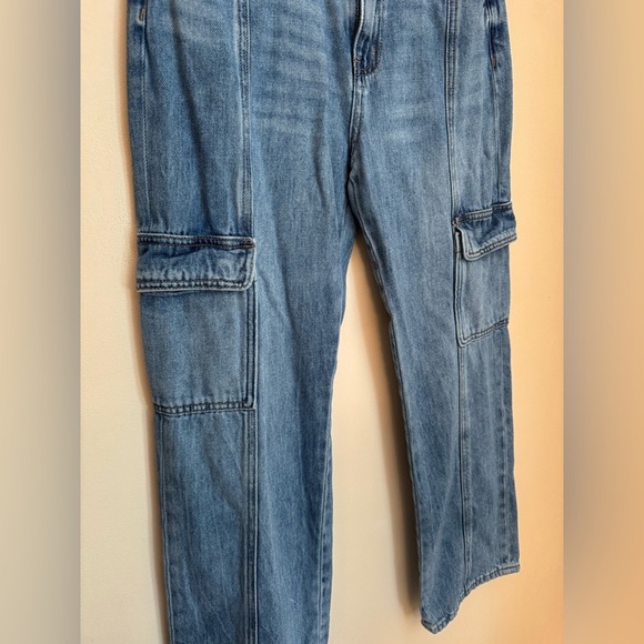 VERVET By Flying Monkey High Rise Dad Cargo Jeans Size 27 Medium Wash Denim - Picture 3 of 5